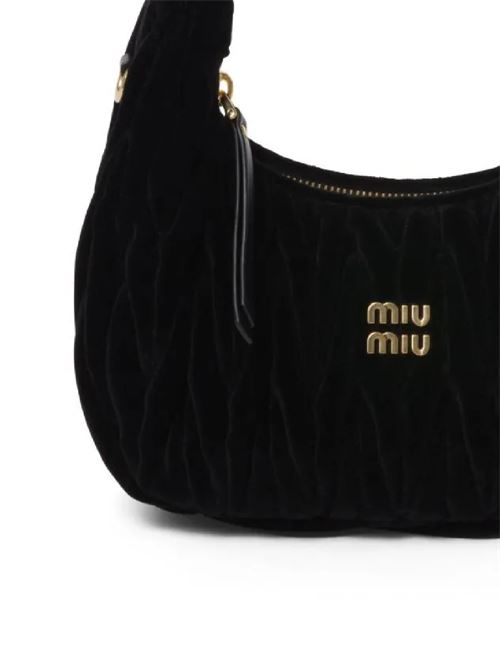 Black velvet matelassé effect bag Miu Miu | 5BC125V-OOY2EOMF0002